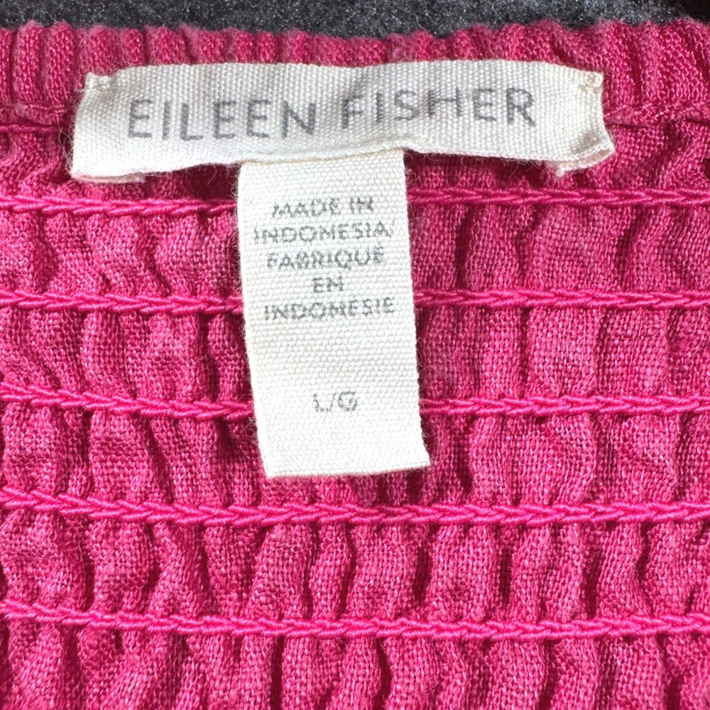 Eileen Fisher Organic Linen Square Neck Midi Dress Fuchsia Pink Womens Large - Picture 4 of 8